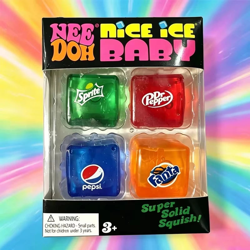 Kostki Lodu Squishy – Zestaw 4 Kolorowych Gniotków